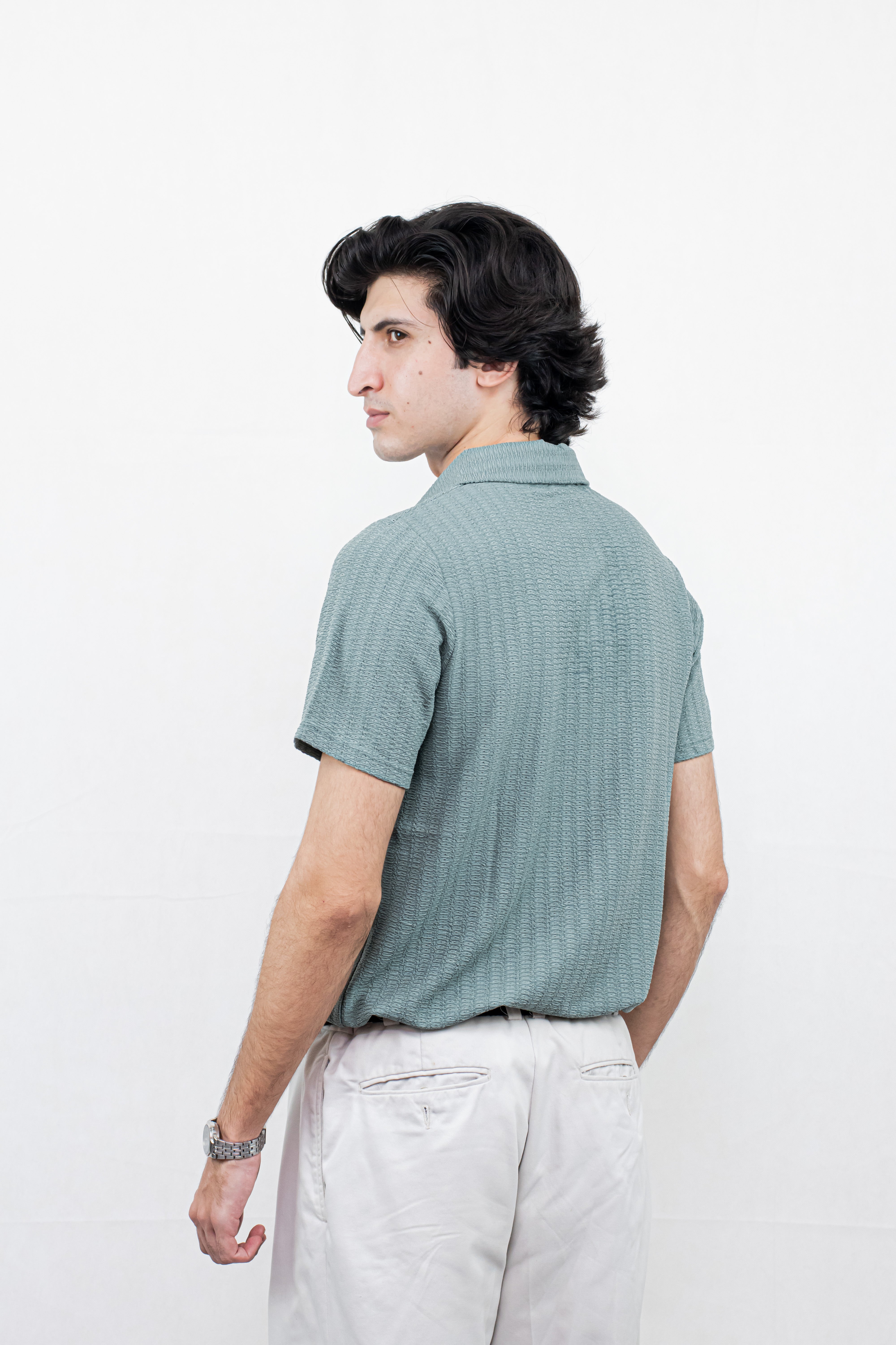 SAGE GREEN ZIPPER POLO